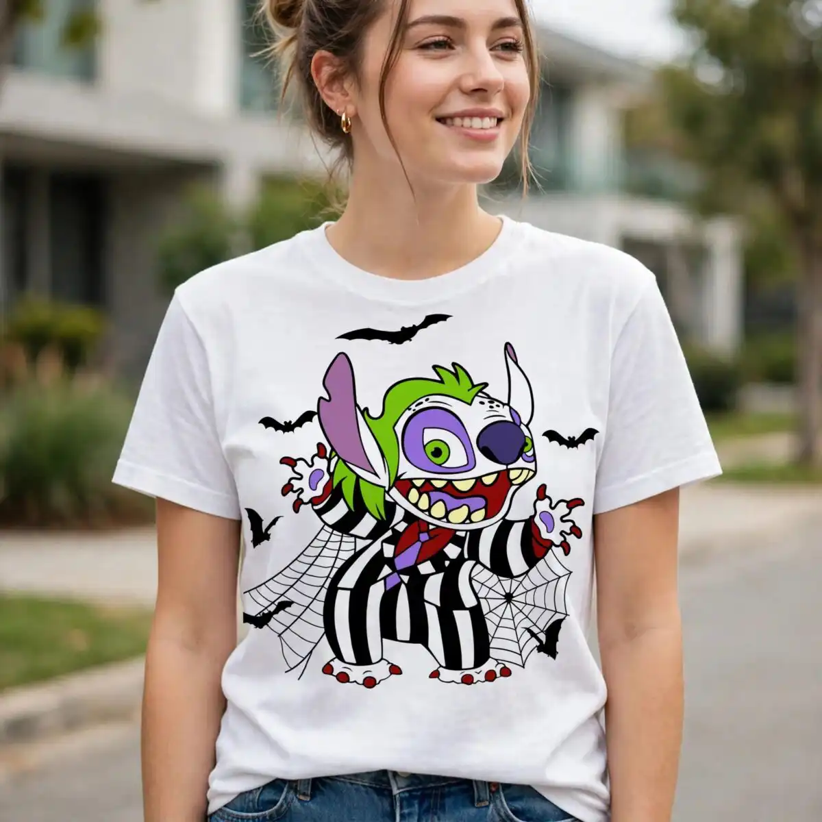 halloween bat clipart black and white design printed on a plain product mockup