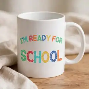 i'm ready school bluey svg design printed on a plain product mockup