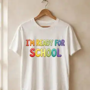 back to school blue cartoon heeler dog svg design printed on a plain product mockup