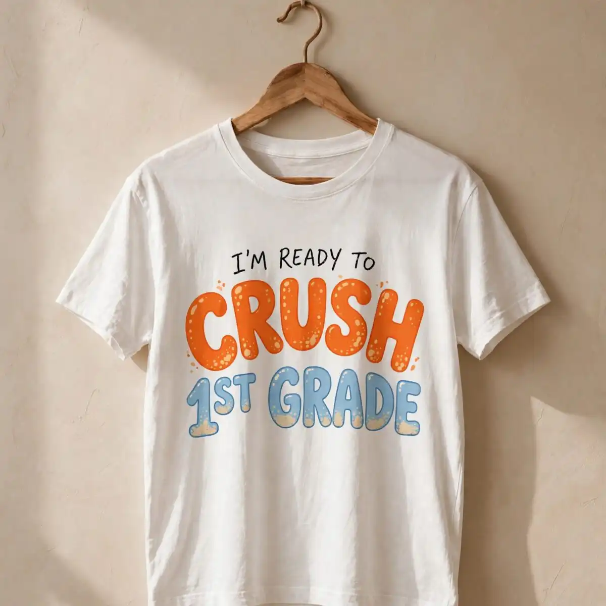 bluey i'm ready crush svg design printed on a plain product mockup