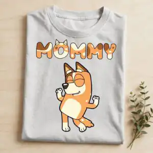 bluey mommy bluey chilli svg design printed on a plain product mockup