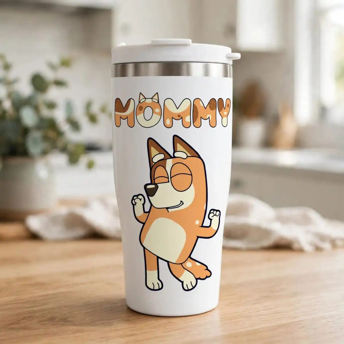 bluey mommy bluey chilli svg design printed on a plain product mockup