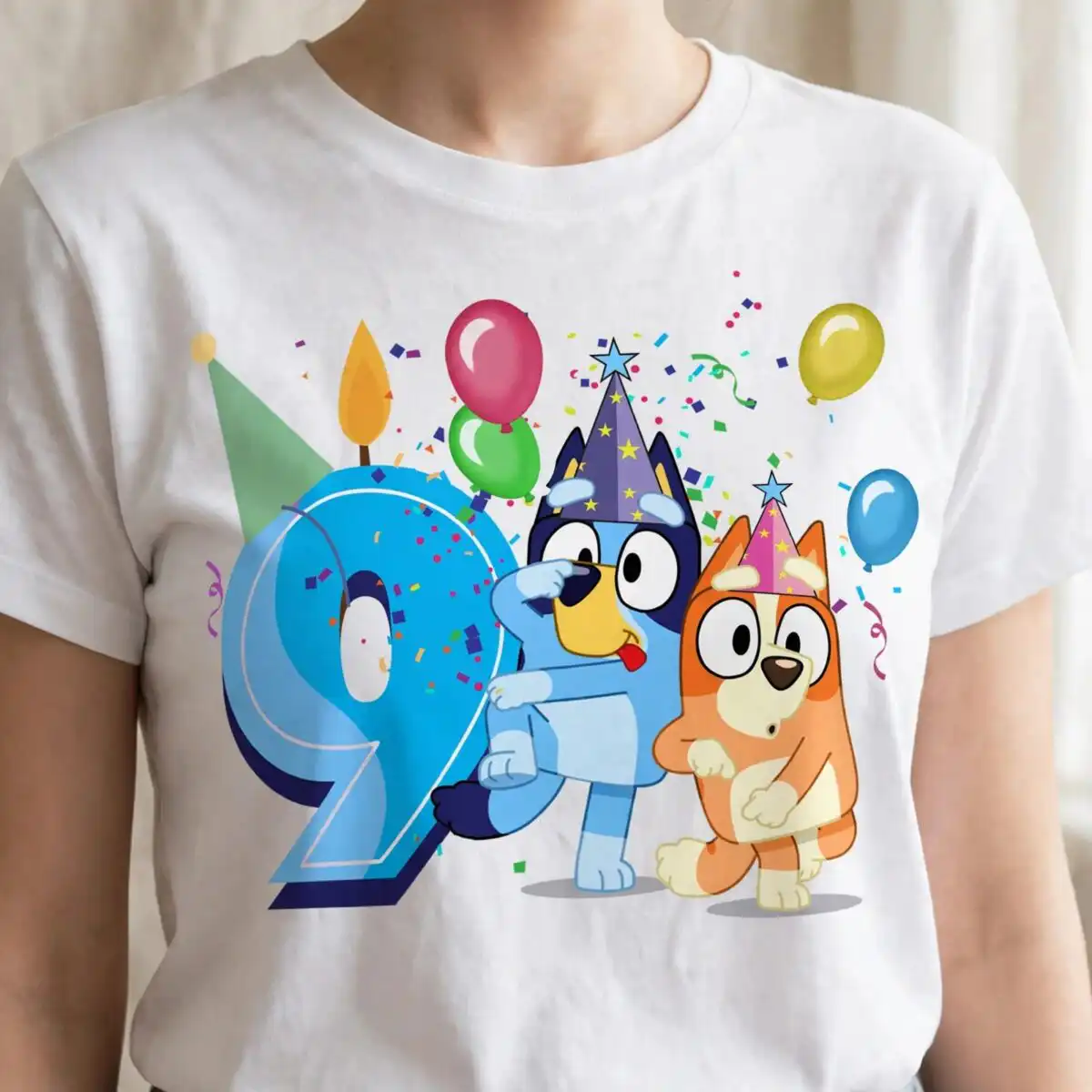 bluey birthday boy 9th birthday pups celebration clipart cut file set bluey birthday boy svg design printed on a plain product mockup
