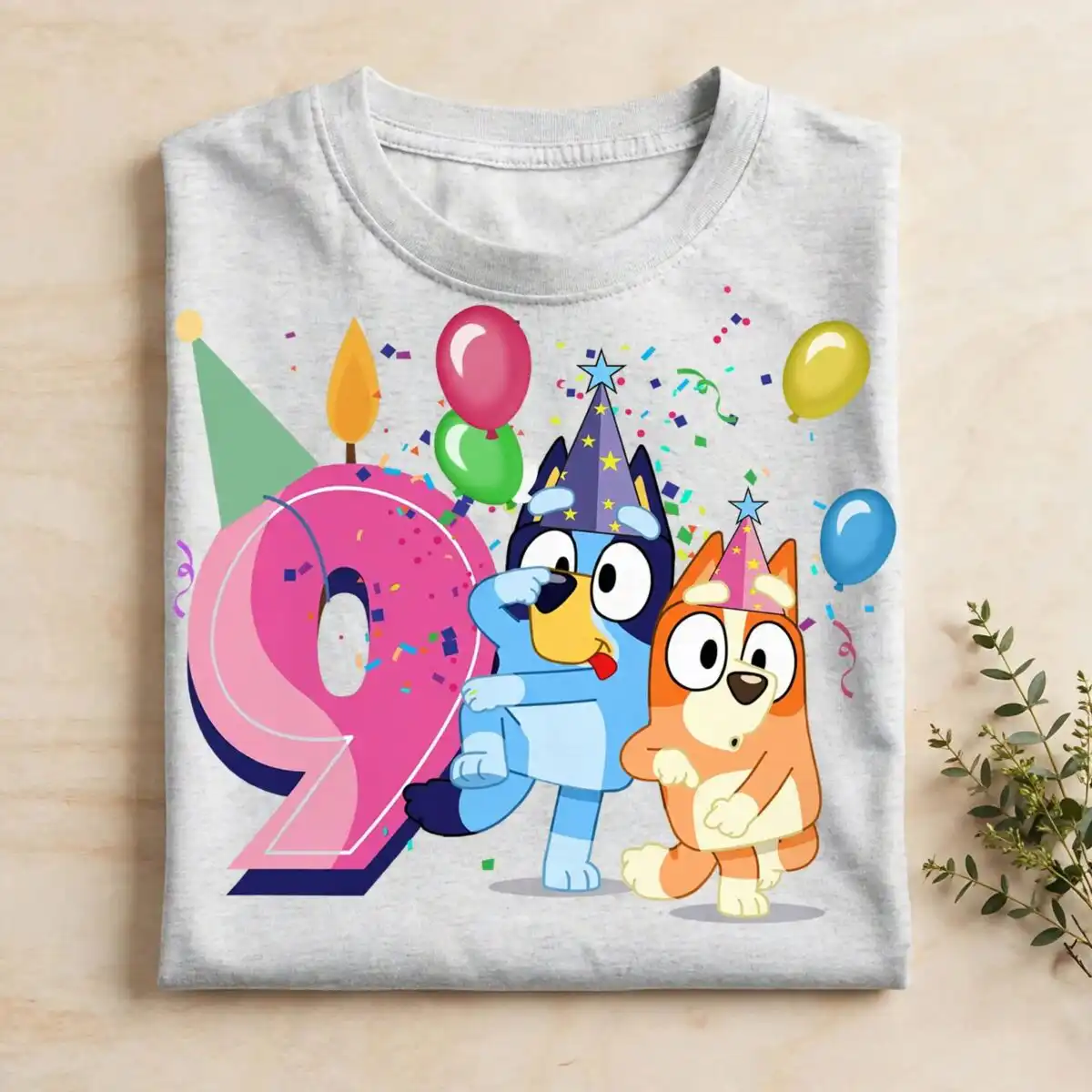 bluey birthday shirt design design printed on a plain product mockup