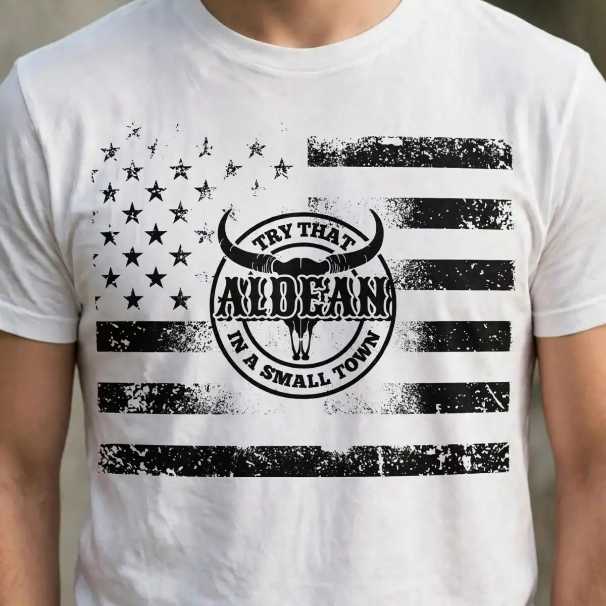independence day distressed american flag circular png design printed on a plain product mockup