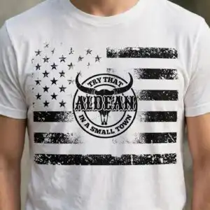 independence day distressed american flag circular png design printed on a plain product mockup