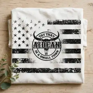 independence day distressed american flag circular png design printed on a plain product mockup