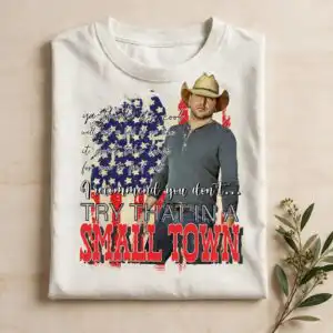 patriotic man cowboy hat front png design printed on a plain product mockup