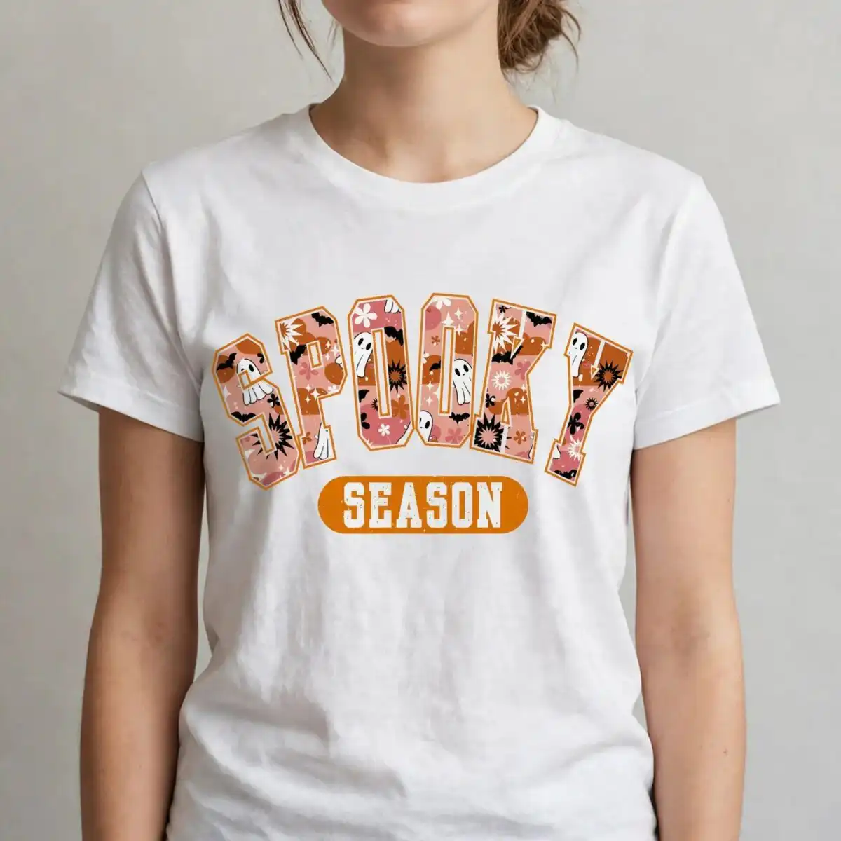 spooky season svg design printed on a plain product mockup