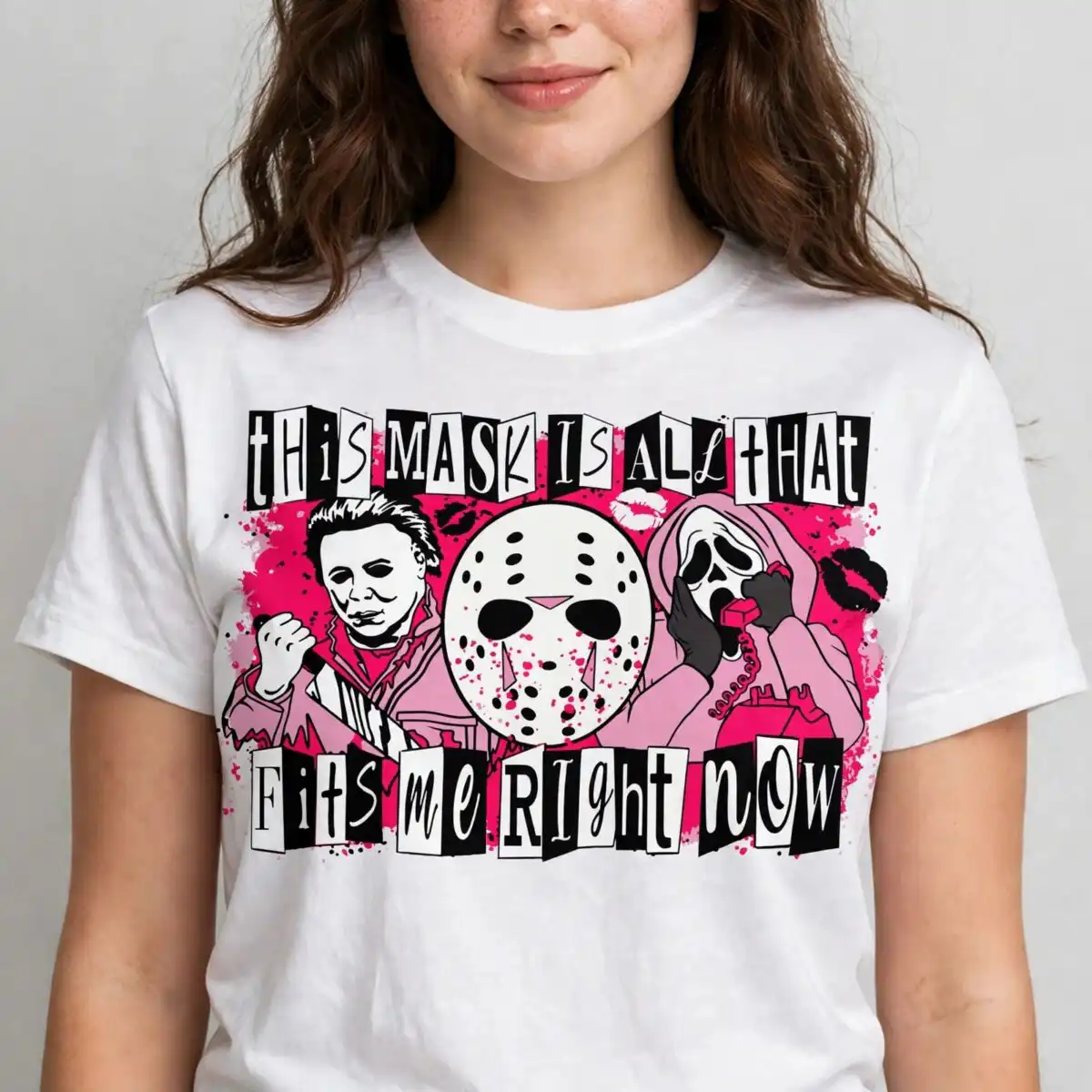 this mask is all that fits me right now - it fits horror mean girls style this mask it all svg design printed on a plain product mockup
