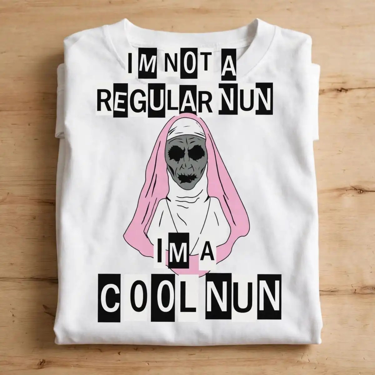 im not a regular nun cool nun - funny halloween character design im not regular nun svg design printed on a plain product mockup