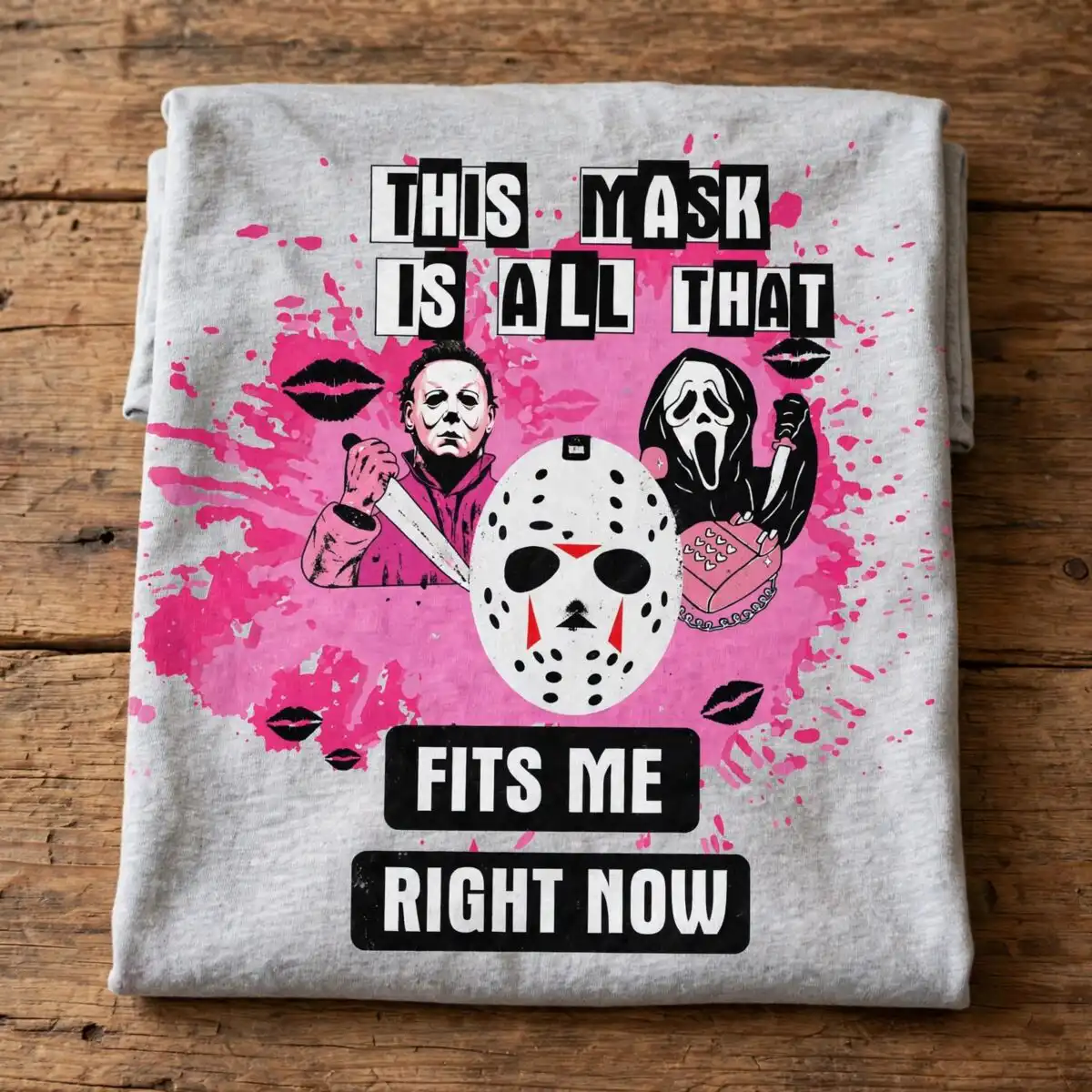 this mask is all that fits me right now horror character design this mask all fits svg design printed on a plain product mockup