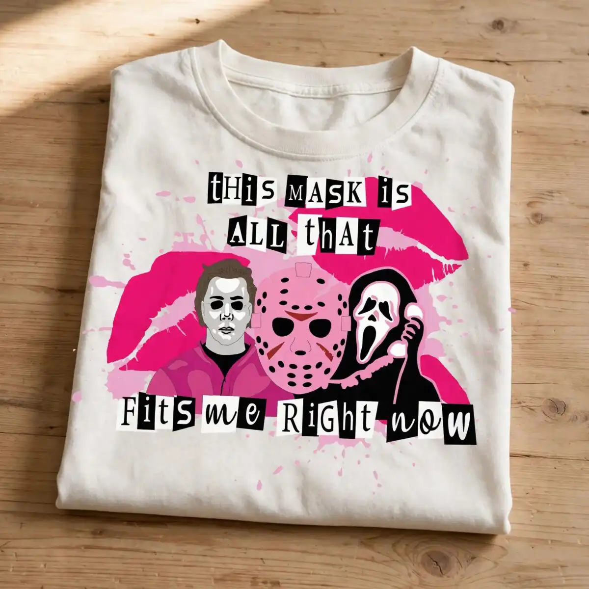 this mask is all that fits me right now horror design with fist lettering this mask all fist svg design printed on a plain product mockup