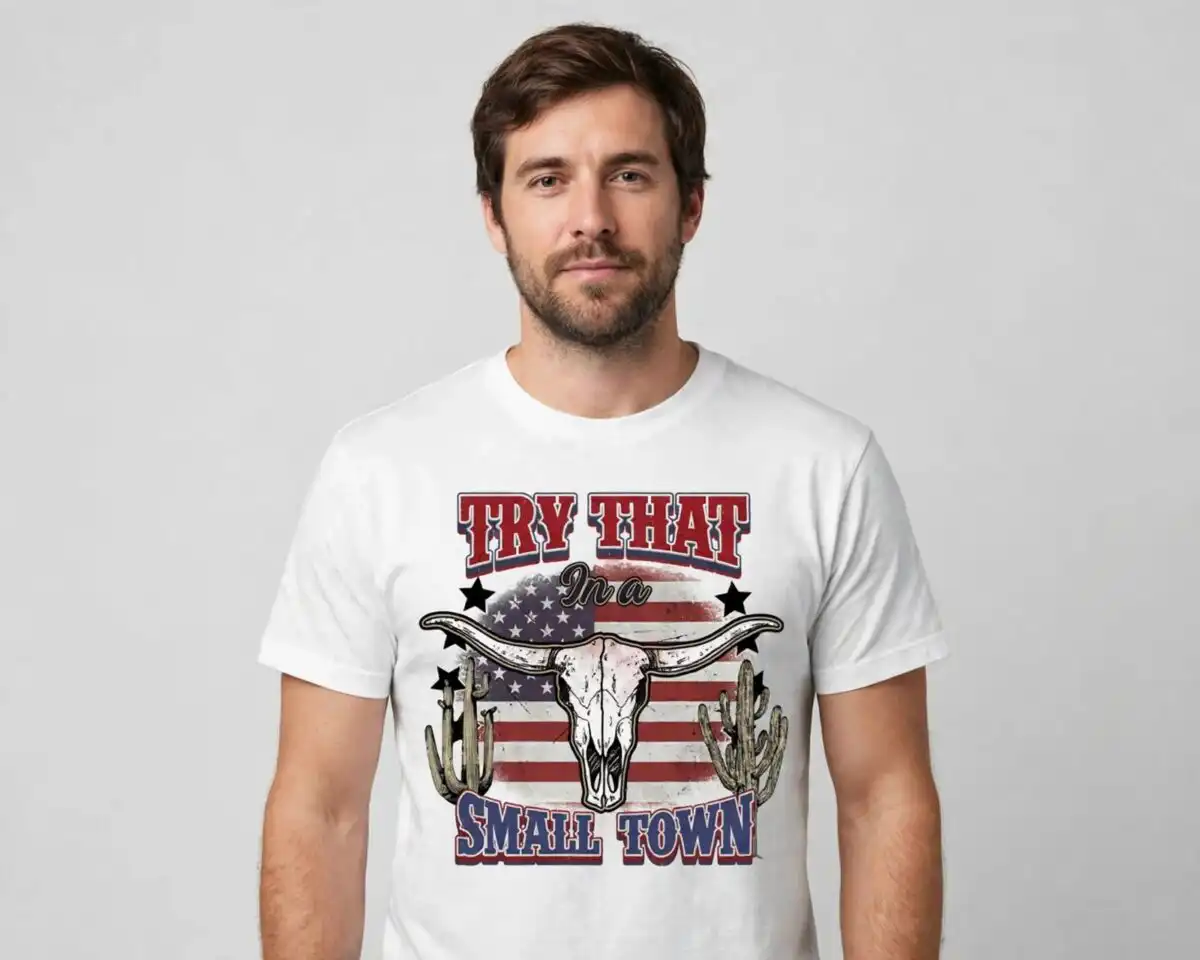 country music png design printed on a plain product mockup