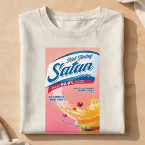 not today satan svg design printed on a plain product mockup