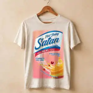 not today satan svg design printed on a plain product mockup