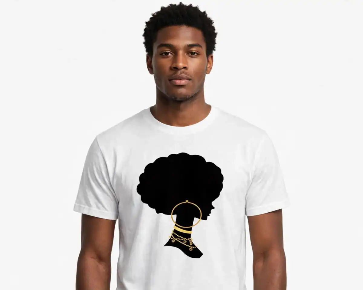 black barbie svg design printed on a plain product mockup