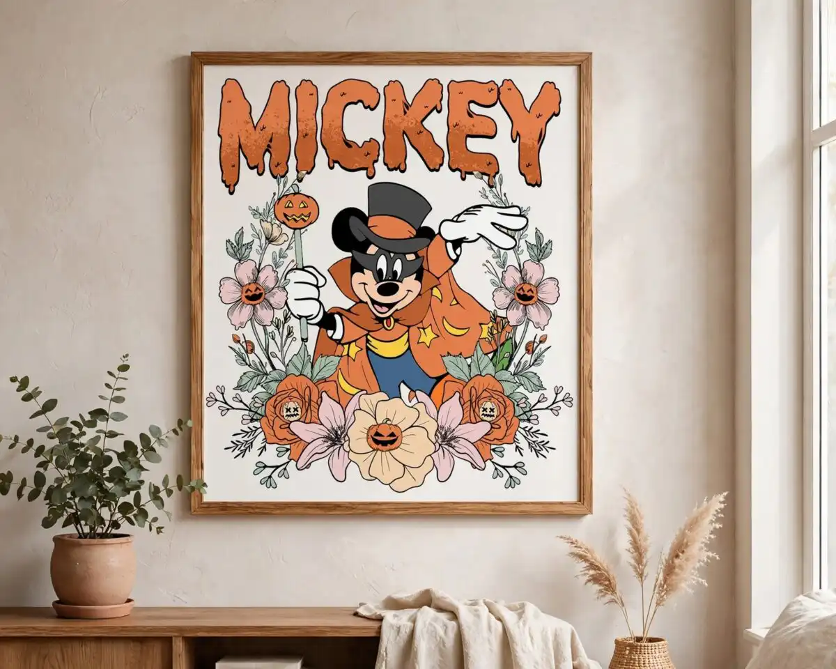 disney mickey friends halloween shirt png design printed on a plain product mockup