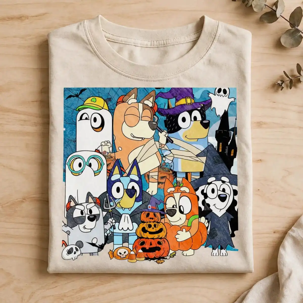 group of friends cartoon png design printed on a plain product mockup