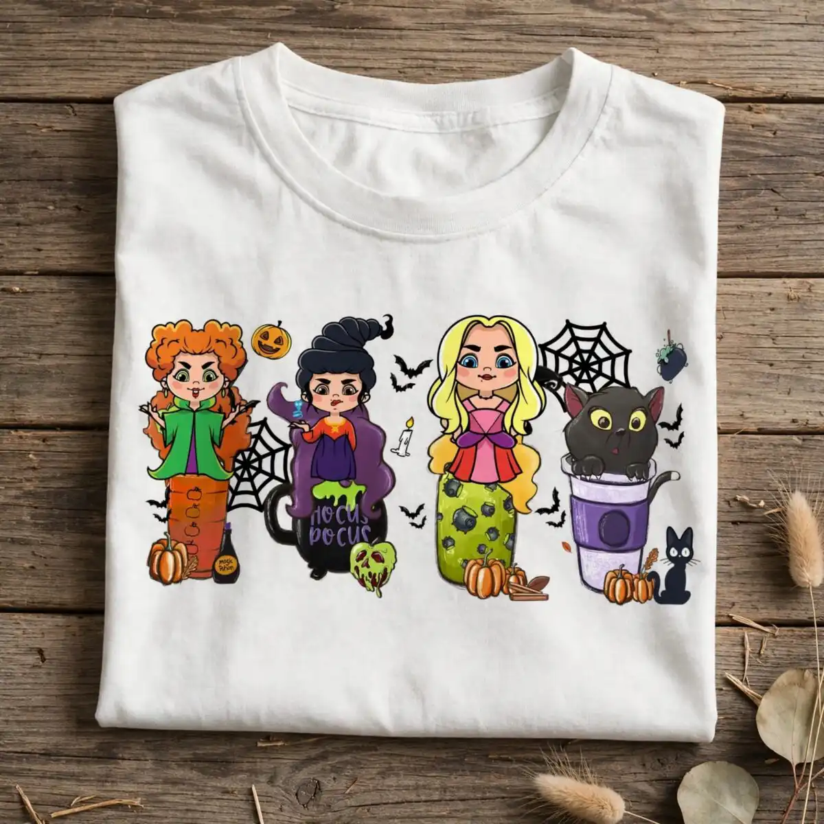 hocus pocus halloween glass png design printed on a plain product mockup