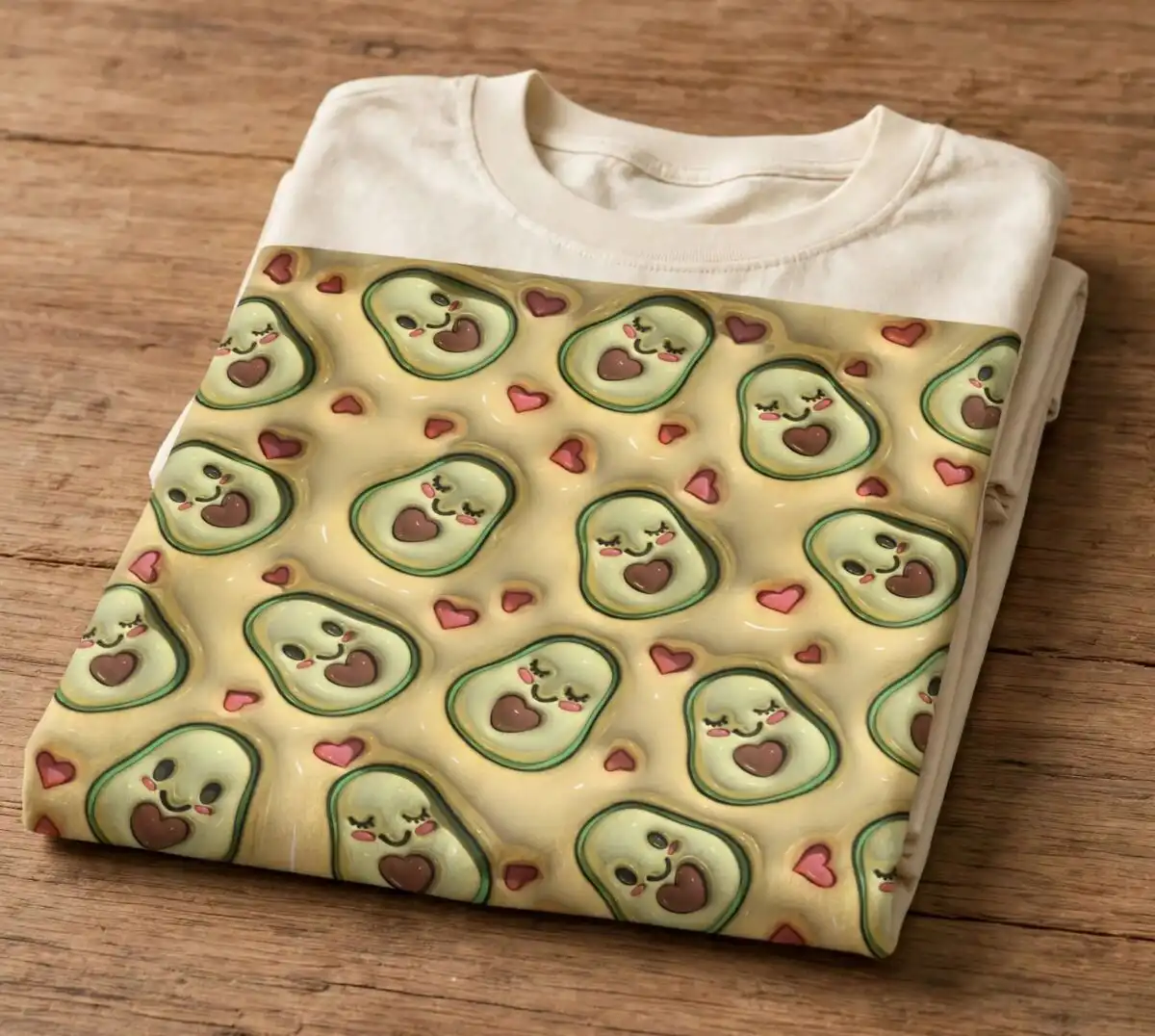 3d inflated puff avocado tumbler wrap with kawaii smiling halves 3d inflated puff avocado png design printed on a plain product mockup