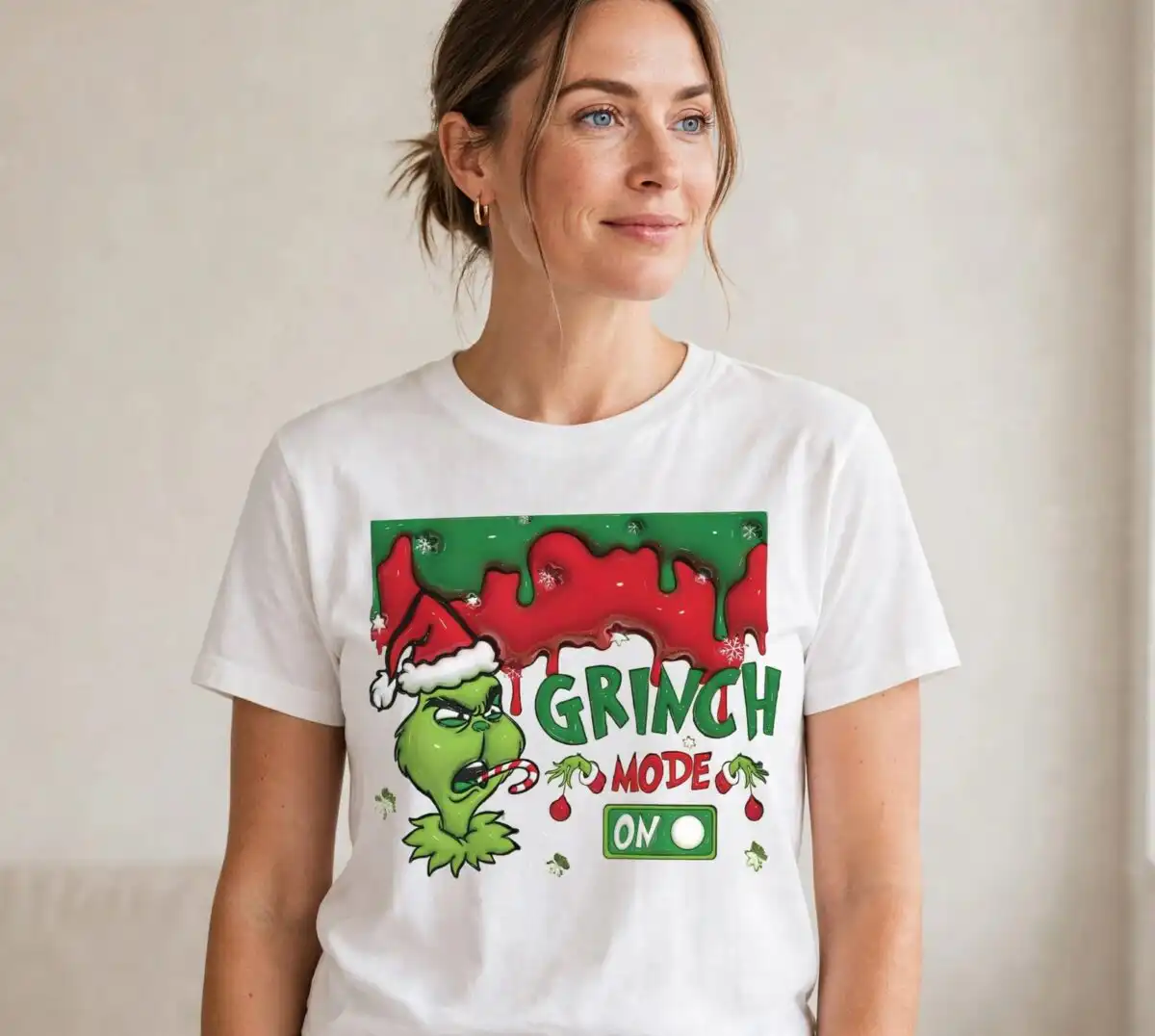 grinch mode 3d inflated puff christmas tumbler wrap png design 3d inflated puff christmas png design printed on a plain product mockup