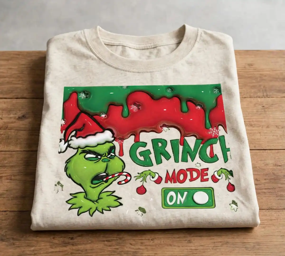 grinch mode 3d inflated puff christmas tumbler wrap png design 3d inflated puff christmas png design printed on a plain product mockup