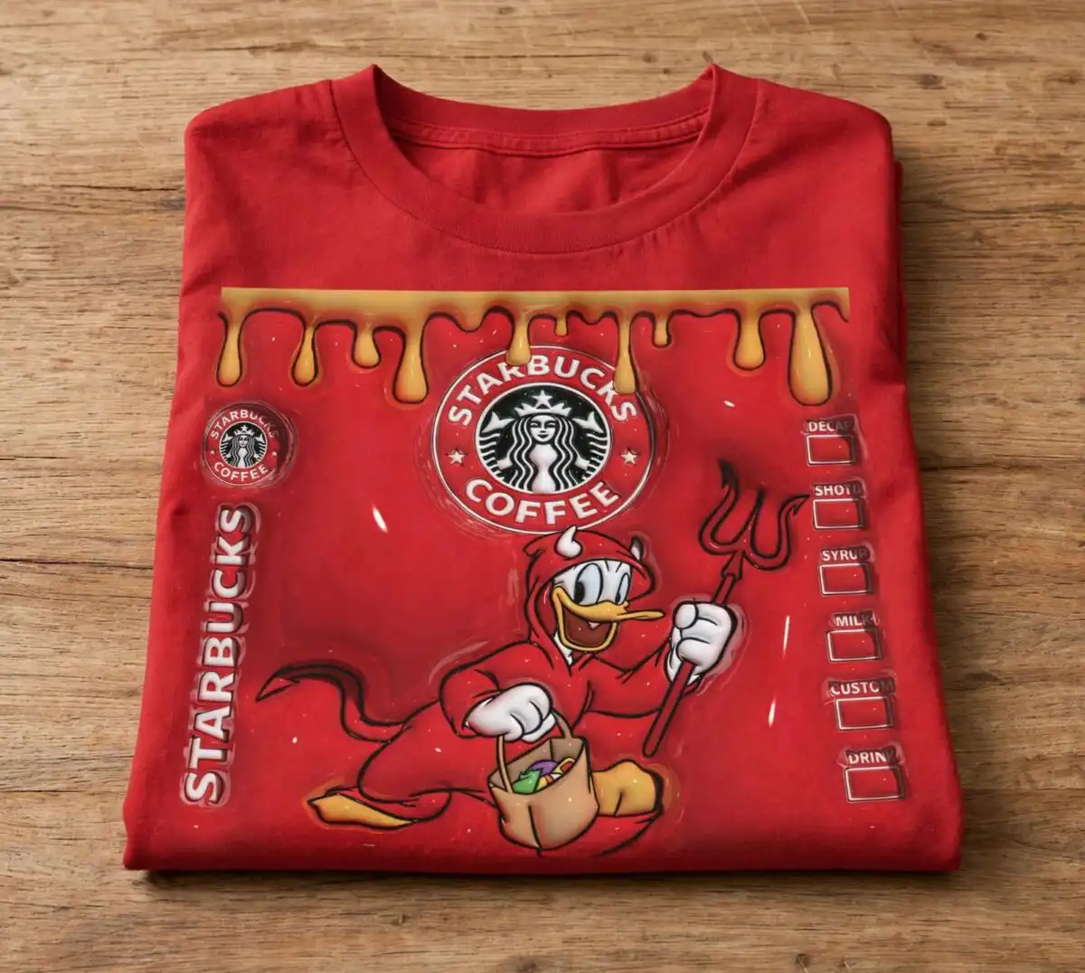 donald duck dressed as halloween devil tumbler wrap png for 20oz cup donald duck dressed as png design printed on a plain product mockup
