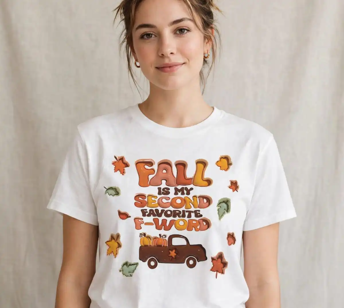 fall png images design printed on a plain product mockup