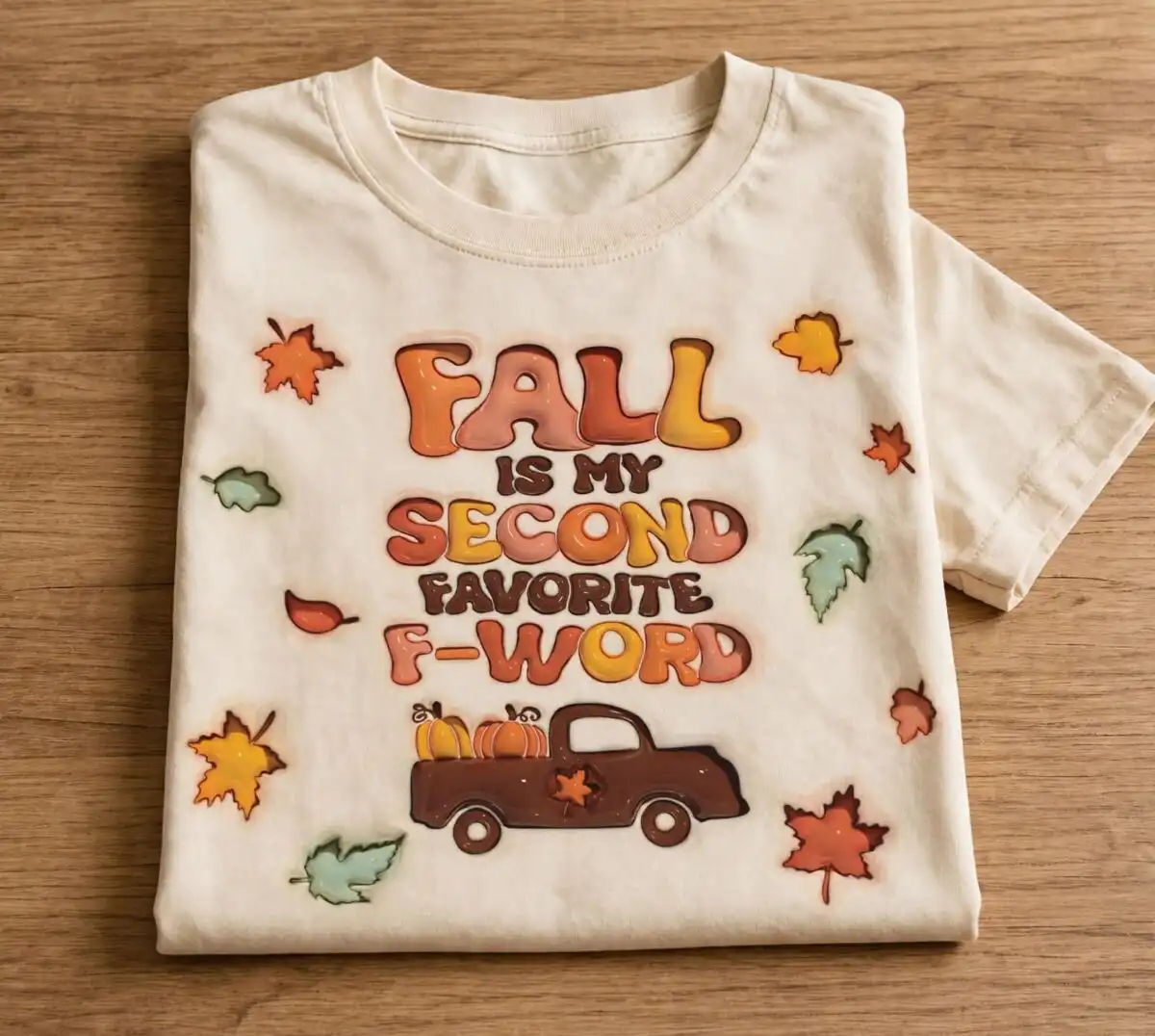 fall png images design printed on a plain product mockup