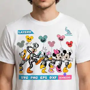 mickey mouse friends png design printed on a plain product mockup
