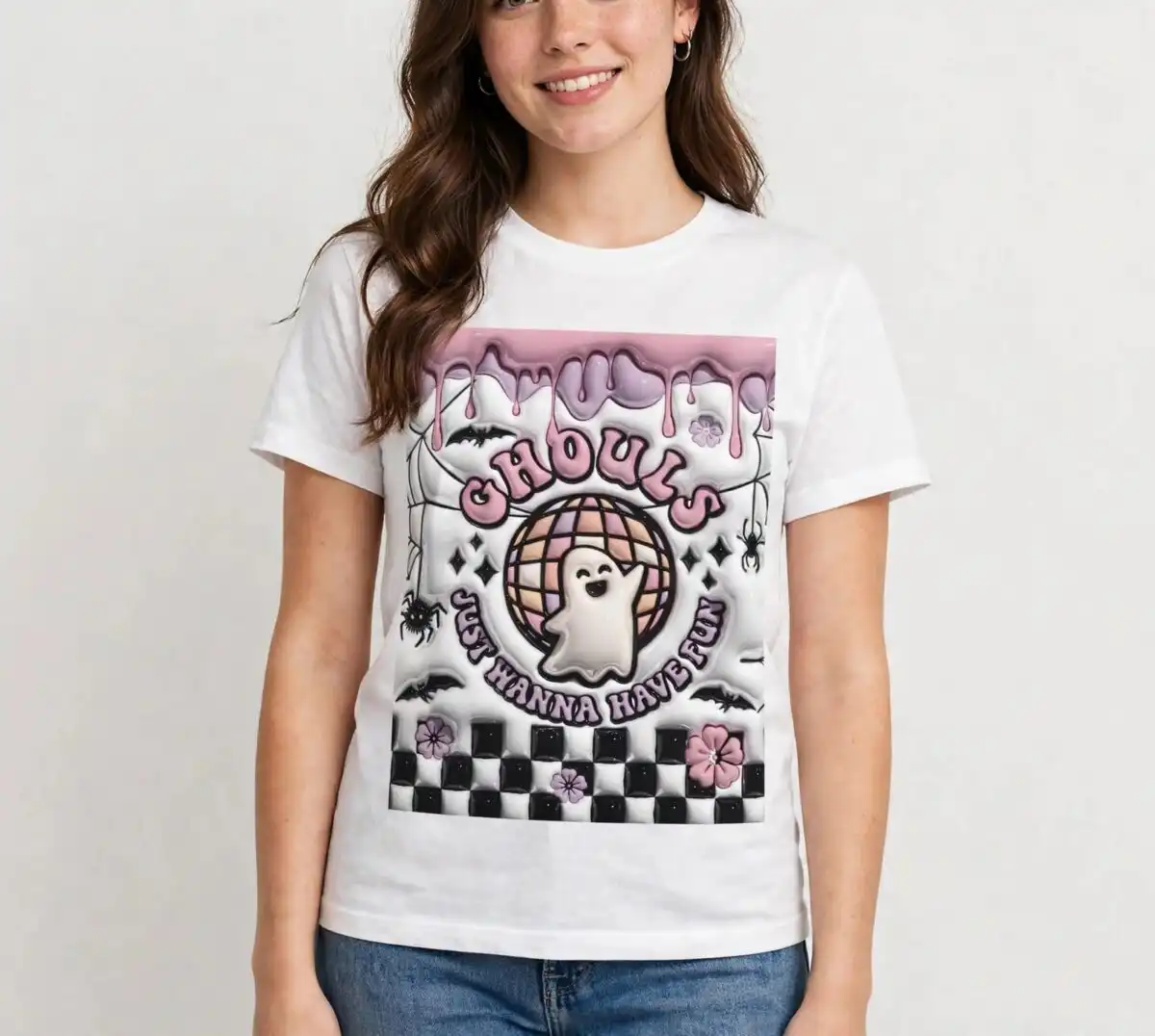 ghouls just wanna have fun png design printed on a plain product mockup