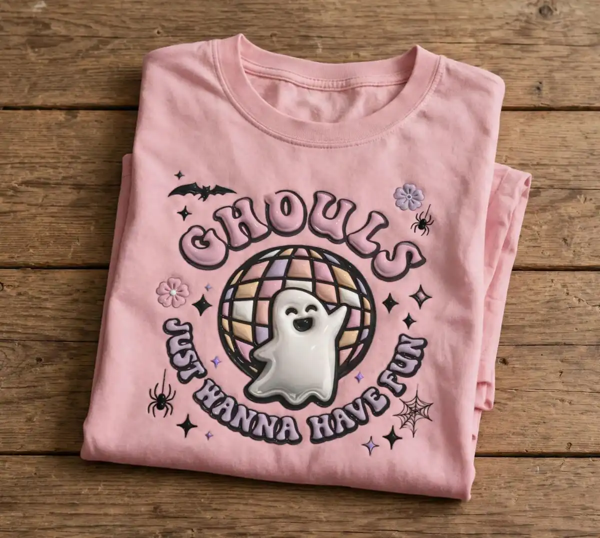 ghouls just wanna have fun png design printed on a plain product mockup