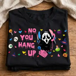 no you hang up blue cartoon ghost halloween png for shirts and tumblers blue cartoon png design printed on a plain product mockup