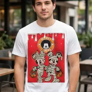 halloween three cartoon mice dressed as mummies coffee tumbler wrap png halloween three cartoon mice dressed png design printed on a plain product mockup