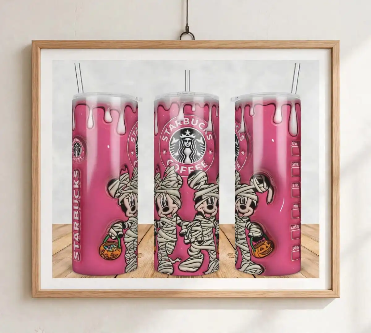 cute mummy mice starbucks png coffee halloween tumbler wrap design starbucks png coffee design printed on a plain product mockup