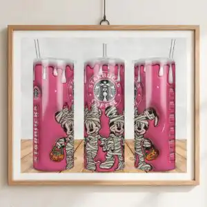 cute mummy mice starbucks png coffee halloween tumbler wrap design starbucks png coffee design printed on a plain product mockup