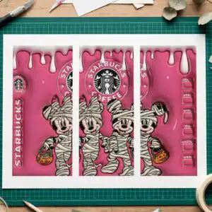 cute mummy mice starbucks png coffee halloween tumbler wrap design starbucks png coffee design printed on a plain product mockup