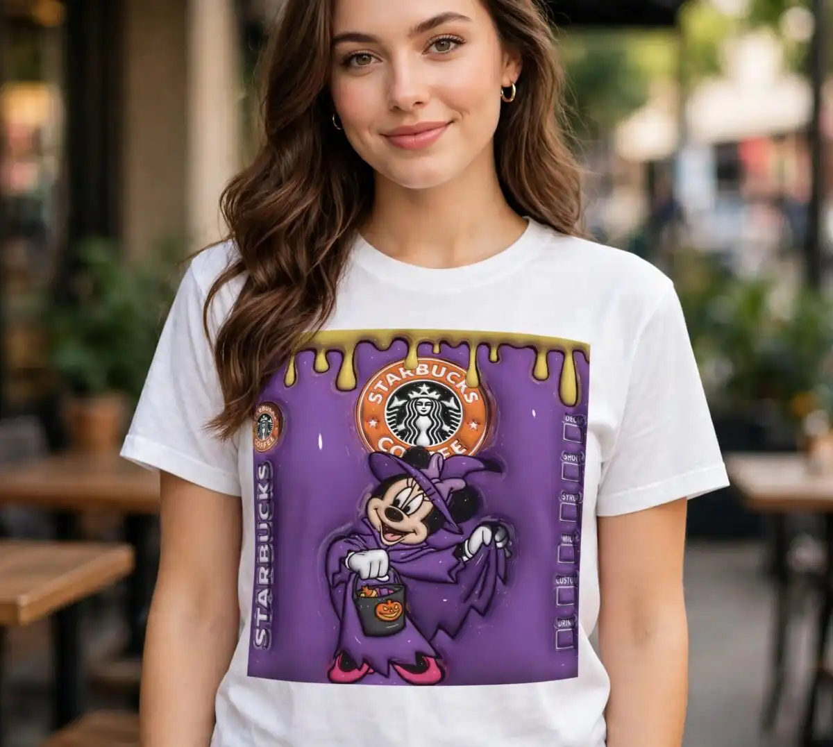 witch cartoon png design printed on a plain product mockup