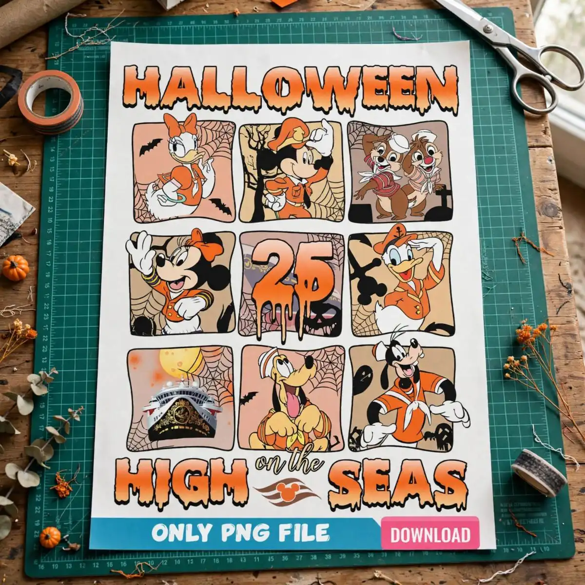 halloween on the high seas costumed grid for halloween shirts halloween high seas halloween shirt png design printed on a plain product mockup