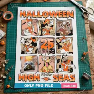 halloween on the high seas costumed grid for halloween shirts halloween high seas halloween shirt png design printed on a plain product mockup