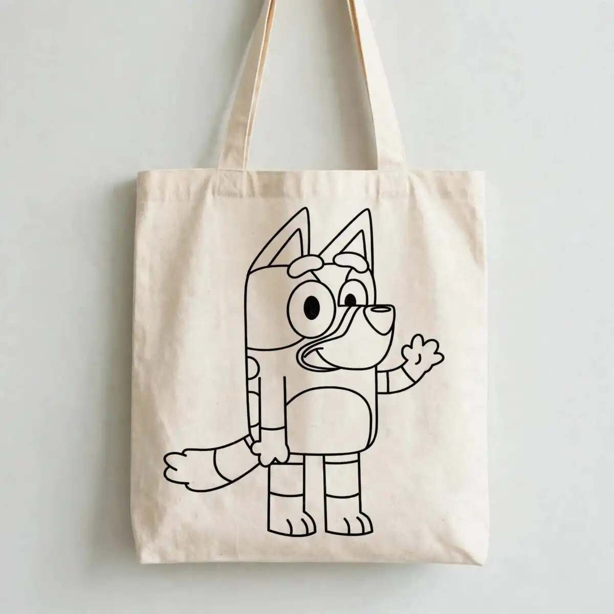 bluey hello outline cartoon dog waving shirt cut file for kids birthday bluey hello outline bluey svg design printed on a plain product mockup