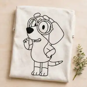 cute cartoon anthropomorphic dachshund dog outline with round glasses for kids cartoon anthropomorphic dachshund dog svg design printed on a plain product mockup