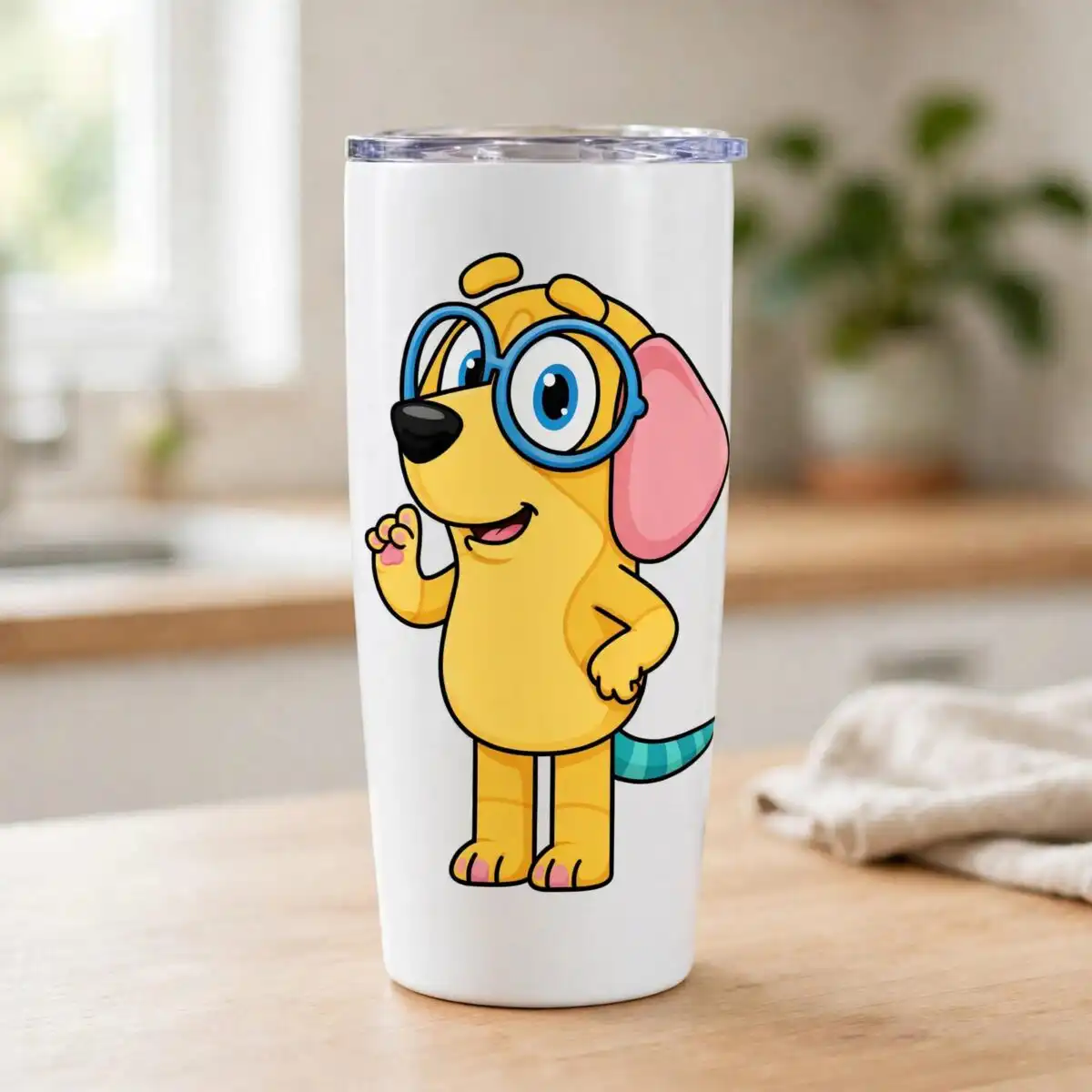 cute cartoon anthropomorphic dachshund dog outline with round glasses for kids cartoon anthropomorphic dachshund dog svg design printed on a plain product mockup