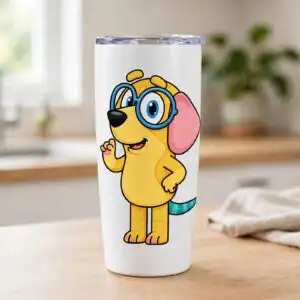 cute cartoon anthropomorphic dachshund dog outline with round glasses for kids cartoon anthropomorphic dachshund dog svg design printed on a plain product mockup