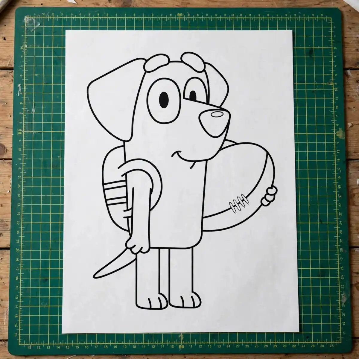 cute cartoon dog holding oval football backpack outline for cricut cartoon dog oval football svg cricut design printed on a plain product mockup