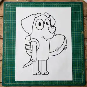 cute cartoon dog holding oval football backpack outline for cricut cartoon dog oval football svg cricut design printed on a plain product mockup