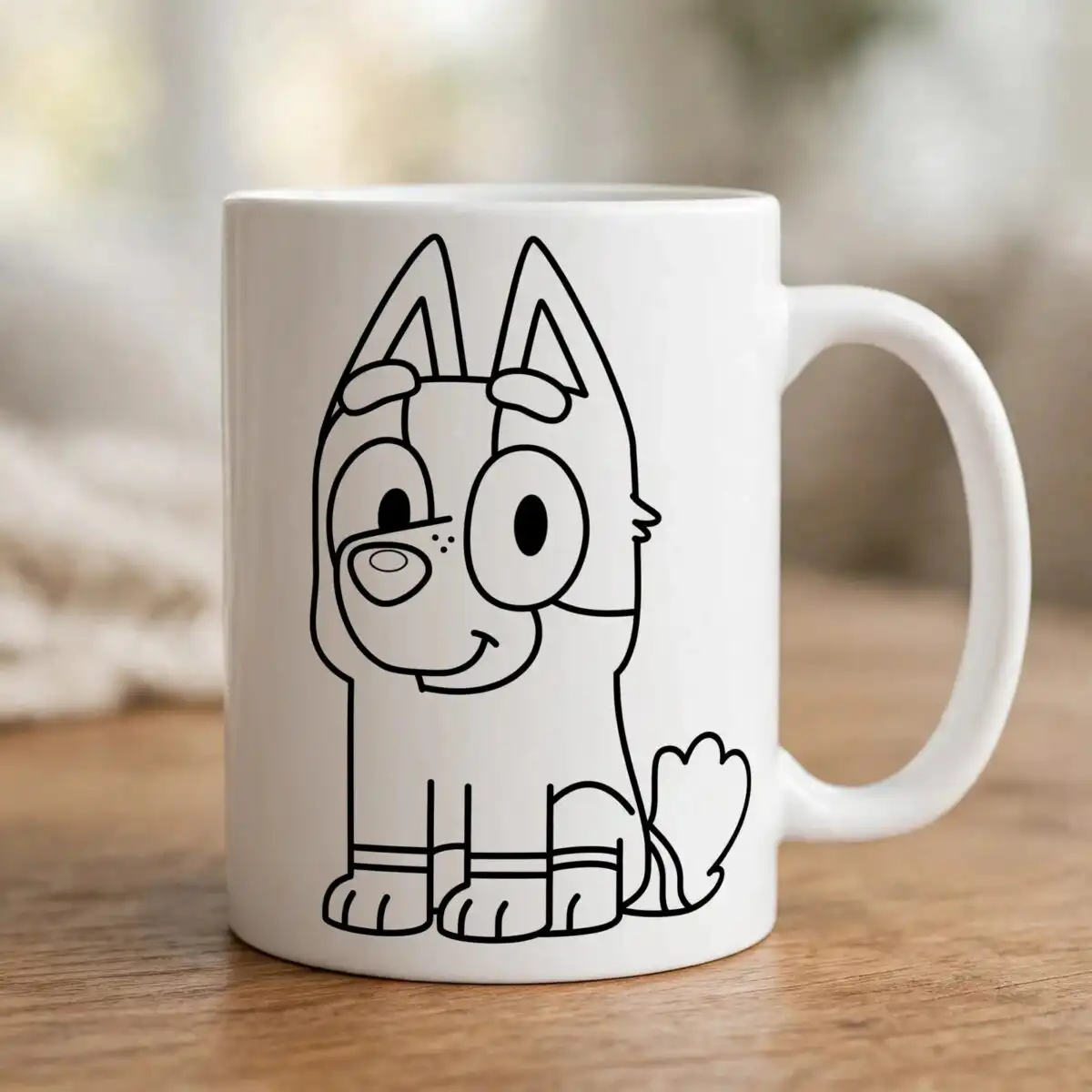 dog image cartoon png design printed on a plain product mockup