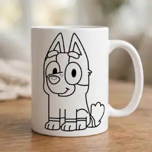 dog image cartoon png design printed on a plain product mockup