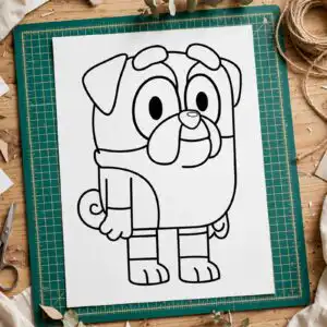 winton outline bluey cartoon bulldog outline cut for kids shirts winton outline bluey bluey svg design printed on a plain product mockup
